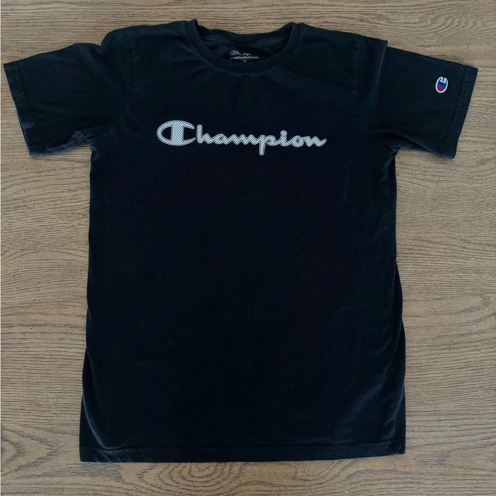 Champion Black Script Logo T-Shirt XL Authentic Athleticwear Gym
